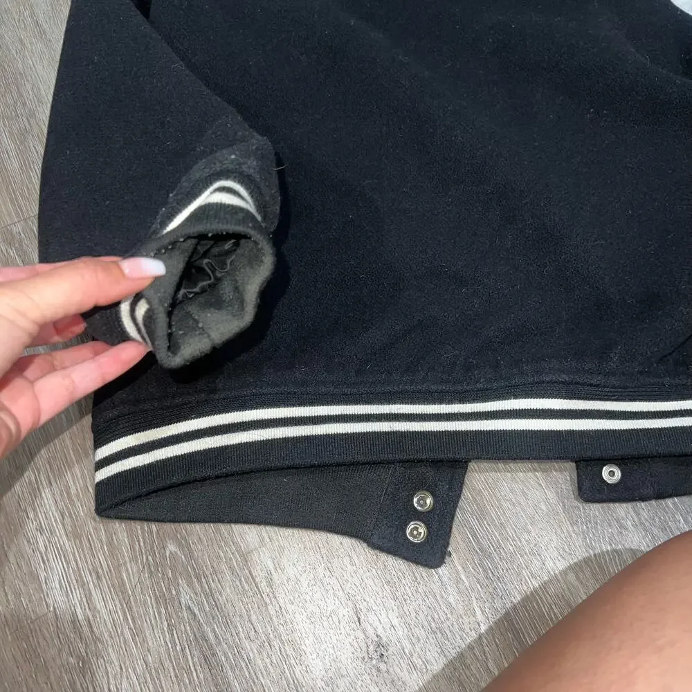 Saint Laurent Teddy Varsity Wool Black and White Jacket Size 44
